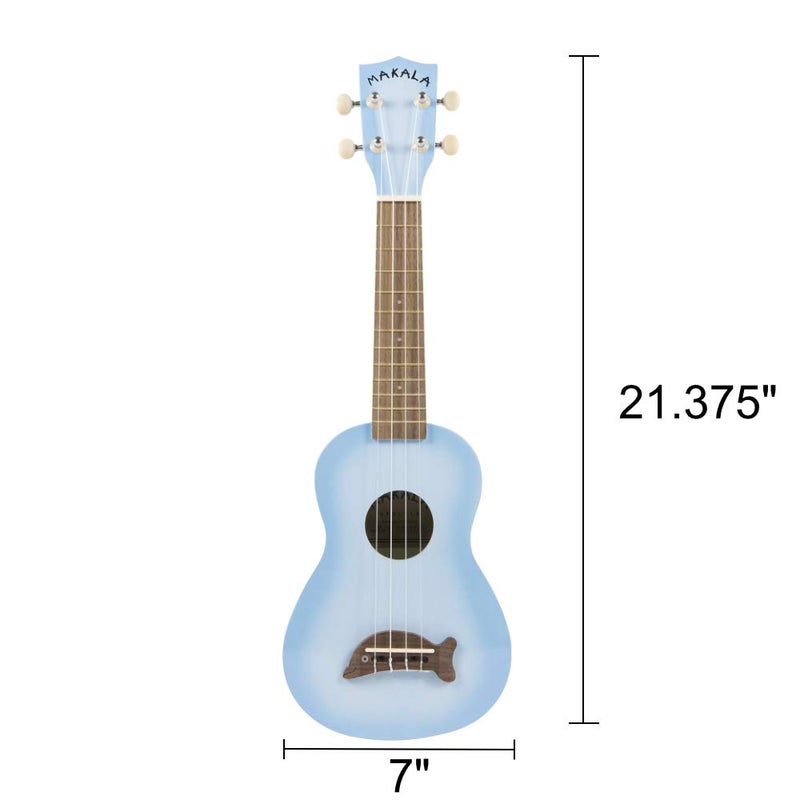 Kala Light Blue Burst Dolphin Makala Soprano Ukulele - MK-SD/LBLBURST Bundle with a Tuner and Polishing Cloth - Image 2
